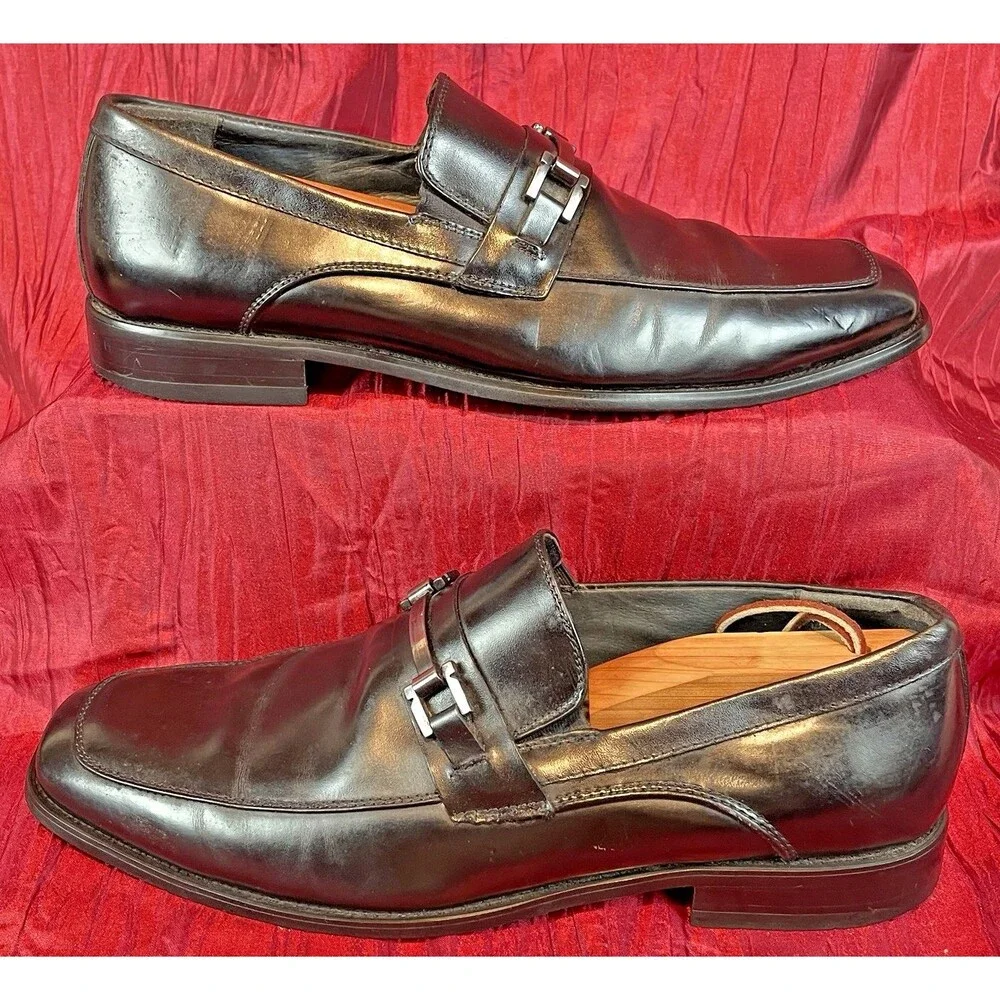 Mens Stacy Adams Black Leather Slip-on Loafer  sz 8.5M